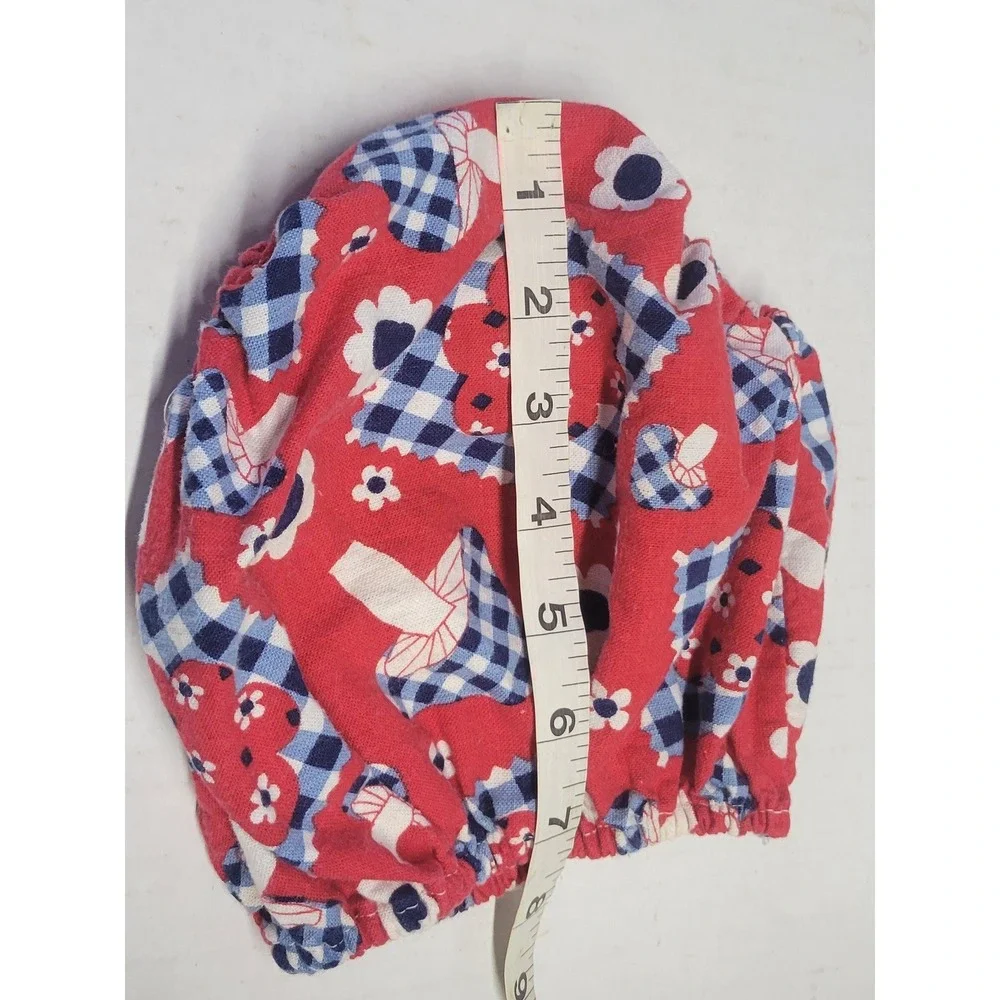 Vintage 70s Baby Bloomers Mushroom Floral Gingham Red Diaper Cover 6-9